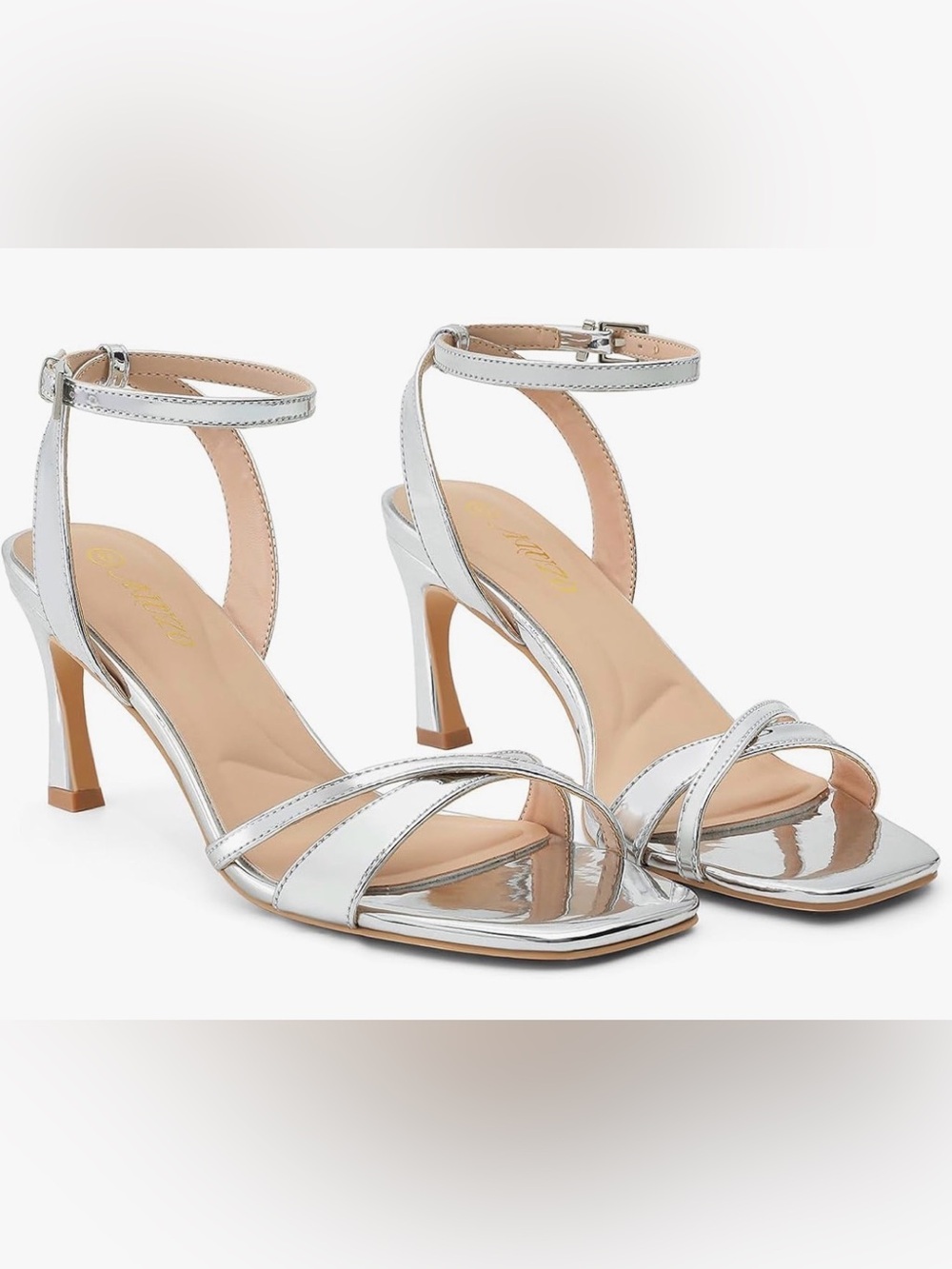 Black Ankle-Strap Square Toe 3” Short Stiletto Heel Sandals US 7 & 9.  NWT - Picture 8 of 15